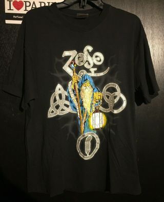 Vintage 1989 Led Zeppelin Zoso Hanes Ultraweight Xl Hermit T - Shirt Vtg Htf