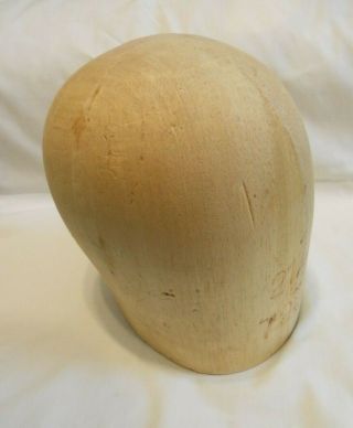 Vintage Wooden Hat Block Mold Form Millinery Head - Size 21 1/2 -