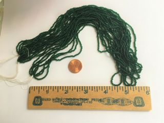 Vintage Micro Seed Beads - 12/0 Dark Bottle Green Transparent - Large 11g Hanks