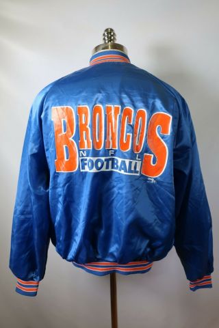 C0834 Vtg Chalk Line Denver Broncos Nfl Football Snap Satin Jacket L Made In Usa