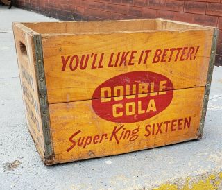 Vintage Wooden Soda Crate Double Cola Orange Crush Kewaunee Wisconsin Wood Box