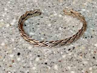 Vintage Basket Weave Sterling Silver Cuff Bracelet 6 " Plus 1 " Gap