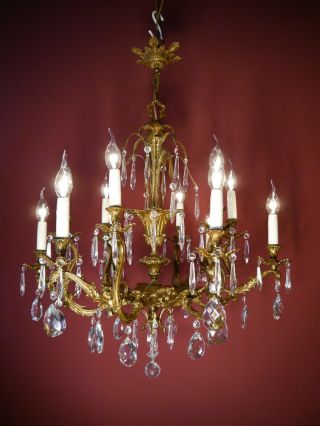 Crystal Glass Brass Chandelier Ceiling Lamp Light Fixtures Vintage Asymmetric