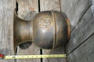 Vintage Bull Dog Cut Plug 12 " Tall Brass Spittoon Weighted Bottom