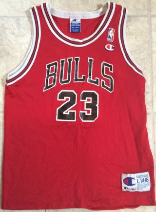 Michael Jordan Chicago Bulls Champion Jersey Youth L 14 - 16 S/h