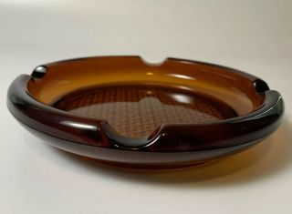 Vintage Amber Brown Glass Cigar Ash Tray 8 Inch