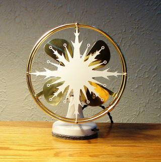 Antique Electric Fan Polar Cub Snowflake Vintage Unusual Rare Unique Brass
