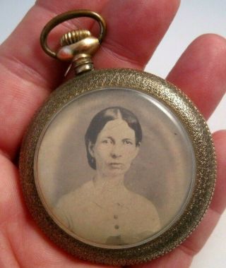 Antique Vintage Gold Filled Pocket Watch Case Photo Frame Holder