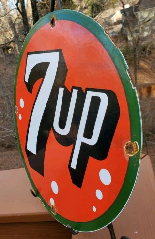 VINTAGE 7 UP PORCELAIN SIGN,  SODA POP,  GAS STATION,  FOUNTAIN,  MOUNTAIN DEW 2