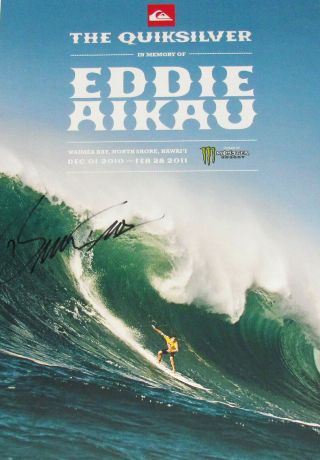2011 Bruce Irons Signed Eddie Aikau Waimea Bay Hawaii Surf Contest Poster