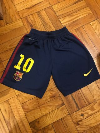 Barcelona Home Football Soccer Shorts Messi 10 Size Mens Small Nike Dry - Fit
