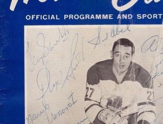 Terry Sawchuk Signed 1964 - 65 Detroit Redwings Program 19 Autograph Gordie Howe