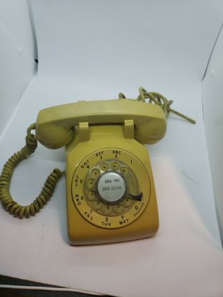 Vintage Bell System Western Electric Yellow Rotary Dial Desk Phone Serviced At&t