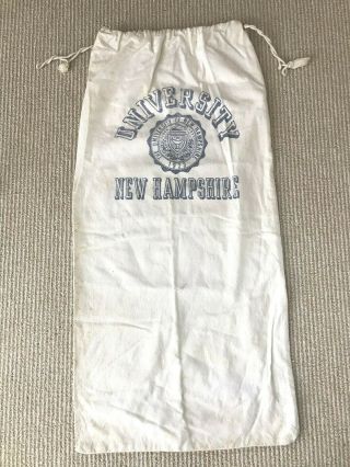 Vintage University Of Hampshire Laundry Bag Large Sack Drawstring Cloth Bf