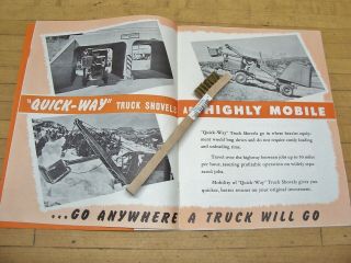 Vintage 1940 ' s Quick Way Truck Shovel Crane Brochure Ad Construction Equipment 3