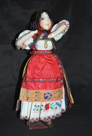 Vintage Ilse Ludecke Handmade German Artist 13 " Cloth Doll Yugoslavia 1950s