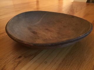 18th To Early 19th Century Sm Sz Shallow Wooden Bowl Dry & Out Of Round