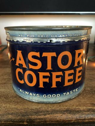 Vintage Coffee Advertising Tin Canister - Astor - 1 Pound