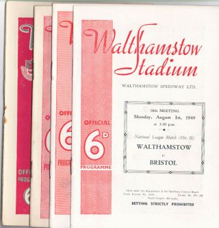 Skid Marks.  Five Walthamstow Vintage Speedway Programmes