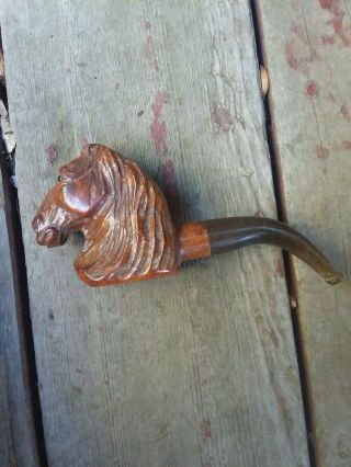 Vintage Hand Carved Horse Head Pipe Made In Italy