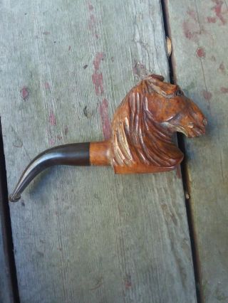 Vintage hand CARVED HORSE HEAD PIPE made in italy 2