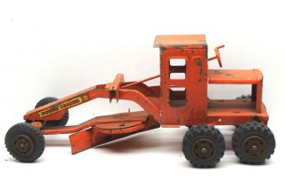 Vintage Marx Usa Pressed Steel Orange Power Grader 16 " Long Construction Toy Usa