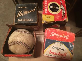 Babe Ruth Single Signed Baseball W/ Others In Boxes