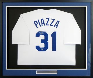 Dodgers Mike Piazza Autographed Signed Framed White Jersey Beckett L17078