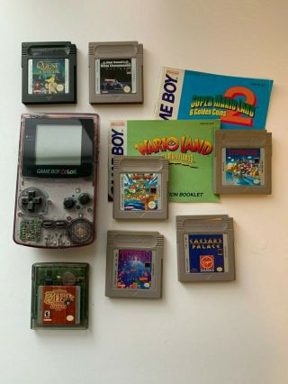 Vintage Nintendo Game Boy Color Atomic Purple With 7 Games - And