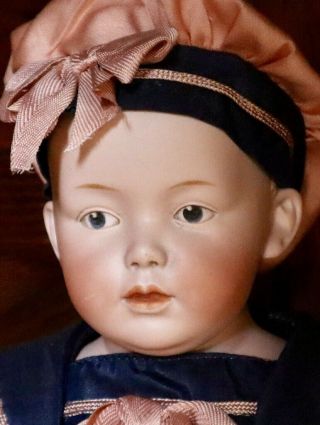Antique 18 " German Bisque Gebruder Heubach Cm Pouty Doll W/ Perfect Bisque