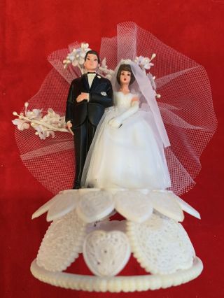 Vintage Wedding Cake Topper Wilton Plastic Bride And Groom