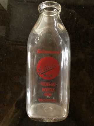 Vintage /antique GILLETTE’s Quart Milk Bottle Glass Norfolk,  NE Nebraska 2