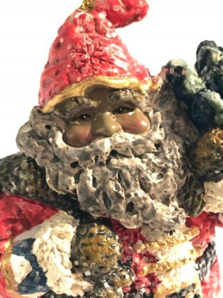 Vtg African American Black Santa Claus Christmas Ornament Glitter Hangs & Stands