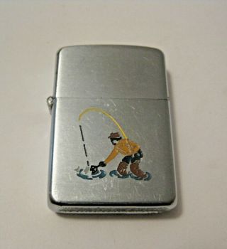 Rare Vintage 1950 Fly Fisherman Fishing Zippo Lighter Pat.  Pending 2517191