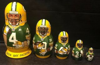 Vintage Green Bay Packers Nesting Dolls Five Favre