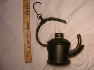 Vintage Miners Lamp,  Brass / copper,  unusual design only marking is a 5 3