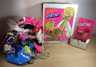 Barbie - Golden Dream Fashion Doll Trunk - Mattel 1980 W Tons Of Clothing Acc