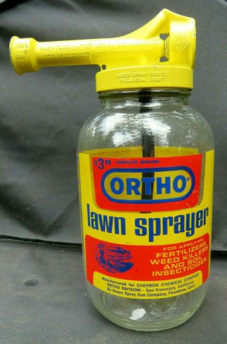 Vtg Ortho Lawn Fertilizer Insecticide Hayes Spray Gun Bottle Chevron Chemical