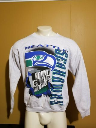 Vintage 1995 Seattle Seahawks Nfl Monday Night Football Sweatshirt Adult Lg