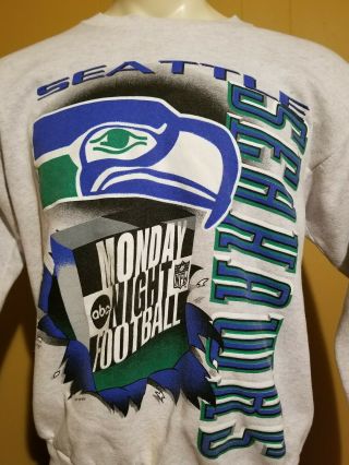 Vintage 1995 Seattle Seahawks NFL Monday Night Football Sweatshirt Adult Lg 2