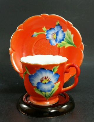 Vintage Hand Painted Gold China Demitasse Teacup And Saucer Made Occupied Japan