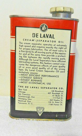 VTG De Laval Cream Separator @1950 empty one quart Oil Can Perfect for Collector 2