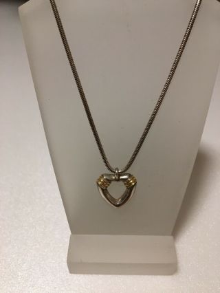 100 Authentic Vintage Tiffany&co.  18k Gold Silver Combo Open Heart 19 " Necklace