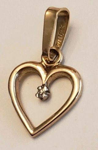 Vintage 10k Yellow Gold Heart Pendant - Solid 10k Gold