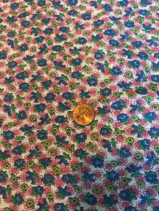 Vintage Feedsack Floral Blue Pink & Green Quilt Sewing Fabric Flour Sack