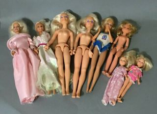 Bundle Of Vintage Teenage Dolls Barbie Jem & Others