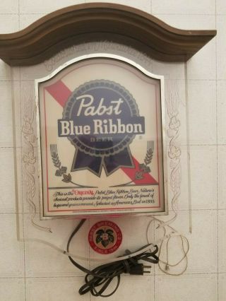 Vintage Advertising Pabst Blue Ribbon Beer Light Up Bar Sign Pull String.