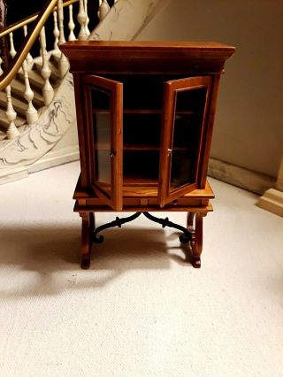 One Miniature Cabinet On Stand With 2 Drawers,  By J Baker Size 1:12 Scale