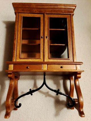 ONE MINIATURE CABINET ON STAND WITH 2 DRAWERS,  BY J BAKER SIZE 1:12 scale 2