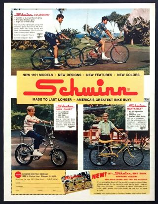 1971 Schwinn Grey Ghost Manta - Ray Collegiate Sport Bike Photo Vintage Print Ad